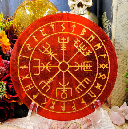 Elder Futhark Divination Board, Norse Pagan Ritual Tool for Casting Runes & Rune Reading, Epoxy Resin Runic Alphabet Norse Viking Altar Set