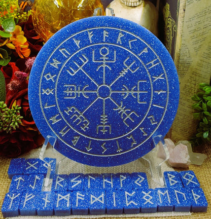 Elder Futhark Divination Board, Norse Pagan Ritual Tool for Casting Runes & Rune Reading, Epoxy Resin Runic Alphabet Norse Viking Altar Set