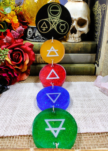 Four Elements Wall Decor, Alchemy Symbol Epoxy Resin Wall Art, 5 Piece Occult and Esoteric Decor for Witch, Pagan, Magic Elements Enthusiast