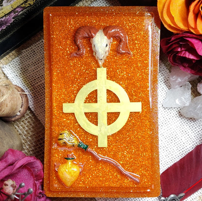 Tarot Oracle Deck Box, Portable Epoxy Resin Accessory for Pagan Witch Divination Supplies, Altar Storage Solution for Minor and Major Arcana