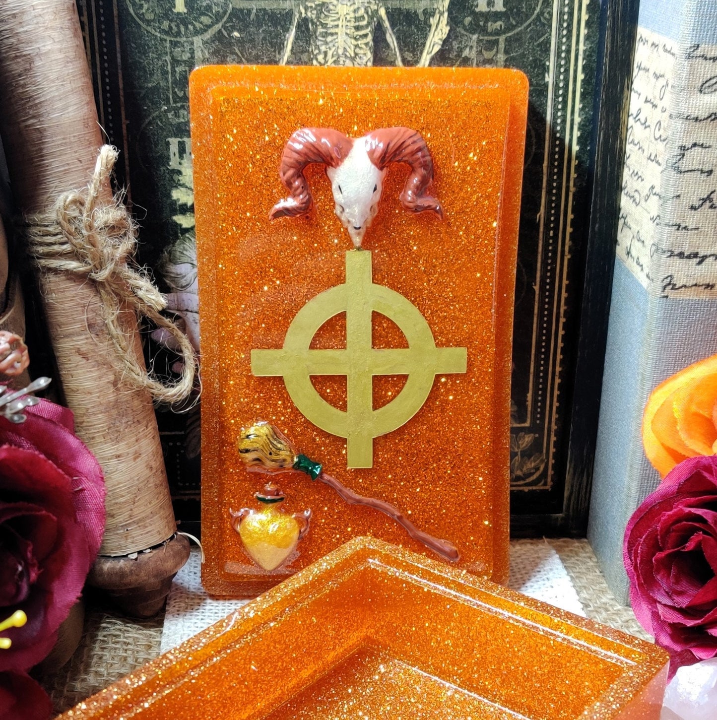 Tarot Oracle Deck Box, Portable Epoxy Resin Accessory for Pagan Witch Divination Supplies, Altar Storage Solution for Minor and Major Arcana