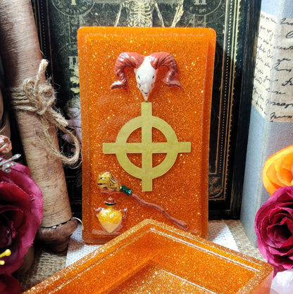 Tarot Oracle Deck Box, Portable Epoxy Resin Accessory for Pagan Witch Divination Supplies, Altar Storage Solution for Minor and Major Arcana