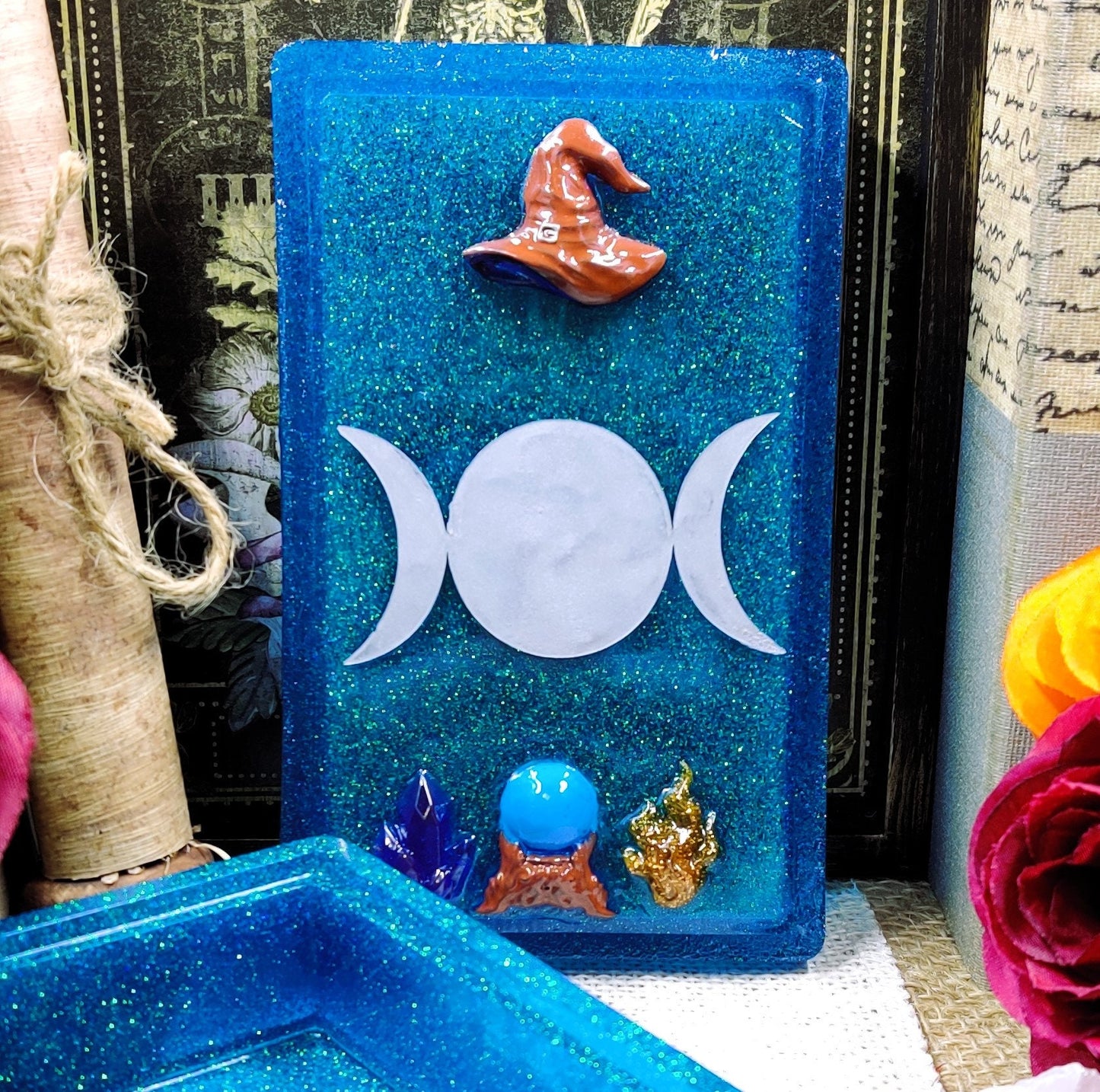 Tarot Oracle Deck Box, Portable Epoxy Resin Accessory for Pagan Witch Divination Supplies, Altar Storage Solution for Minor and Major Arcana