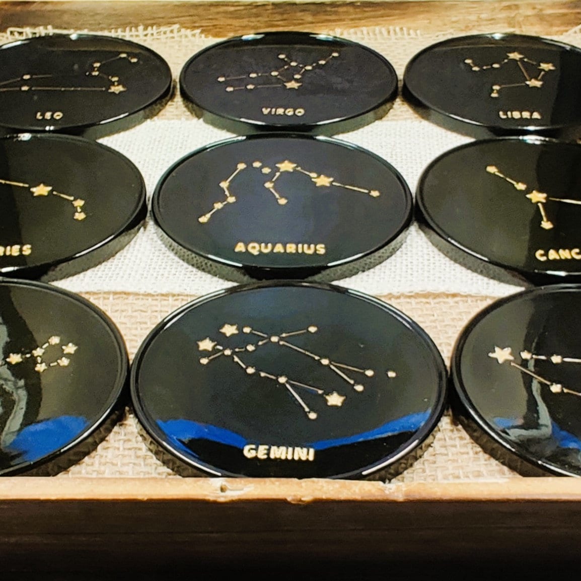 Zodiac Constellation Coaster Set, Set of 6 Epoxy Resin Star Sign Astrological Coasters with Minimalist Design, Aries, Gemini, Scorpio, Virgo