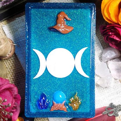 Tarot Oracle Deck Box, Portable Epoxy Resin Accessory for Pagan Witch Divination Supplies, Altar Storage Solution for Minor and Major Arcana