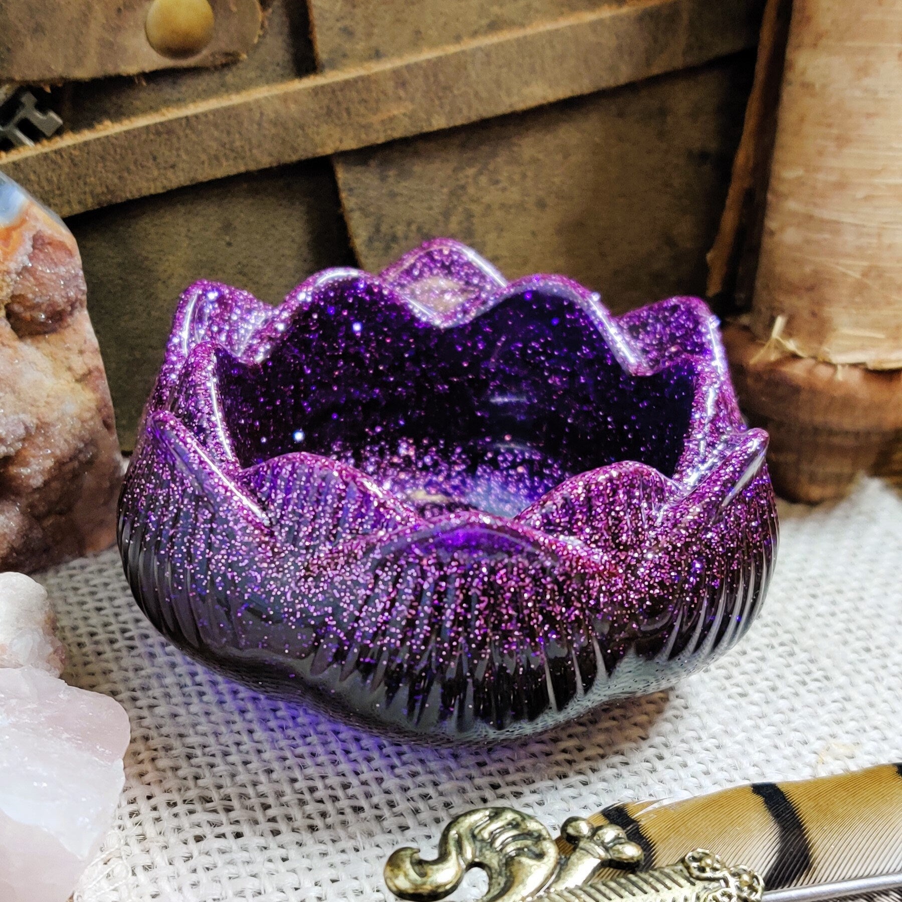 Lotus Bloom Tealight Holder, Water Lily Flower Petal Tea Candle Holder, Resin Meditation Gift & Sacred Space Altar Accessory for Pagan Witch