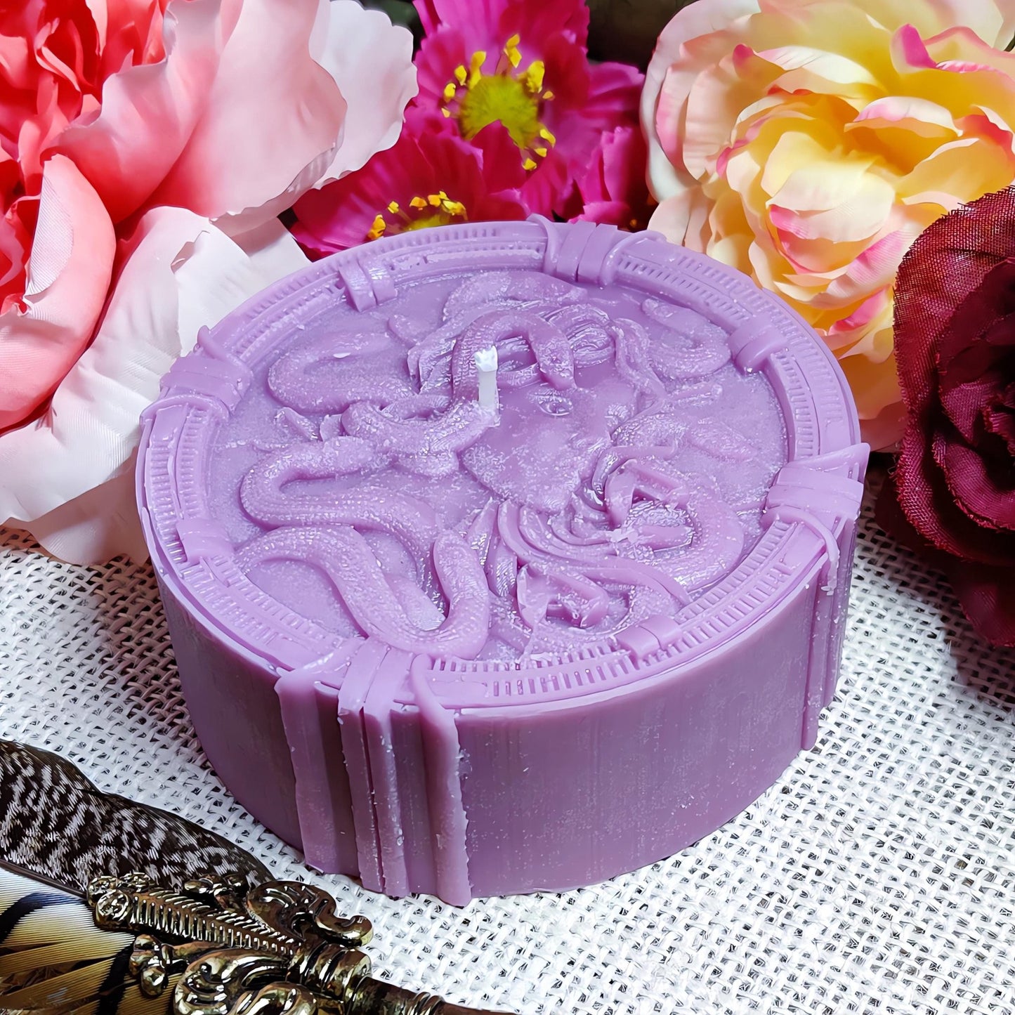 Medusa's Power | Witch's Essential Altar Candle | 16oz Ritual Magick | Greek Mythology - Coconut Soy Candle - The Dark Primordial