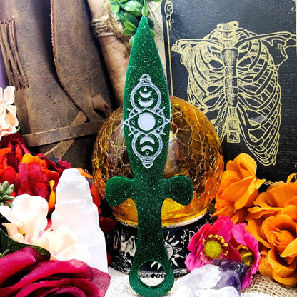 Nature Inspired Resin Athame, Lunar Witch Moonphase Epoxy Dagger for Sacred Space, Wicca Spellwork & Pagan Ritual Casting, Witchy Gifts - The Dark Primordial