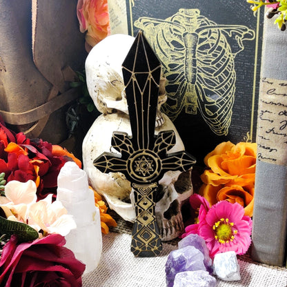 Nature Inspired Resin Athame, Lunar Witch Moonphase Epoxy Dagger for Sacred Space, Wicca Spellwork & Pagan Ritual Casting, Witchy Gifts - The Dark Primordial