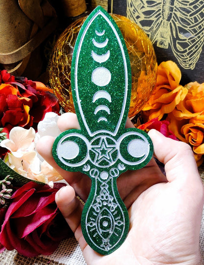 Nature Inspired Resin Athame, Lunar Witch Moonphase Epoxy Dagger for Sacred Space, Wicca Spellwork & Pagan Ritual Casting, Witchy Gifts - The Dark Primordial