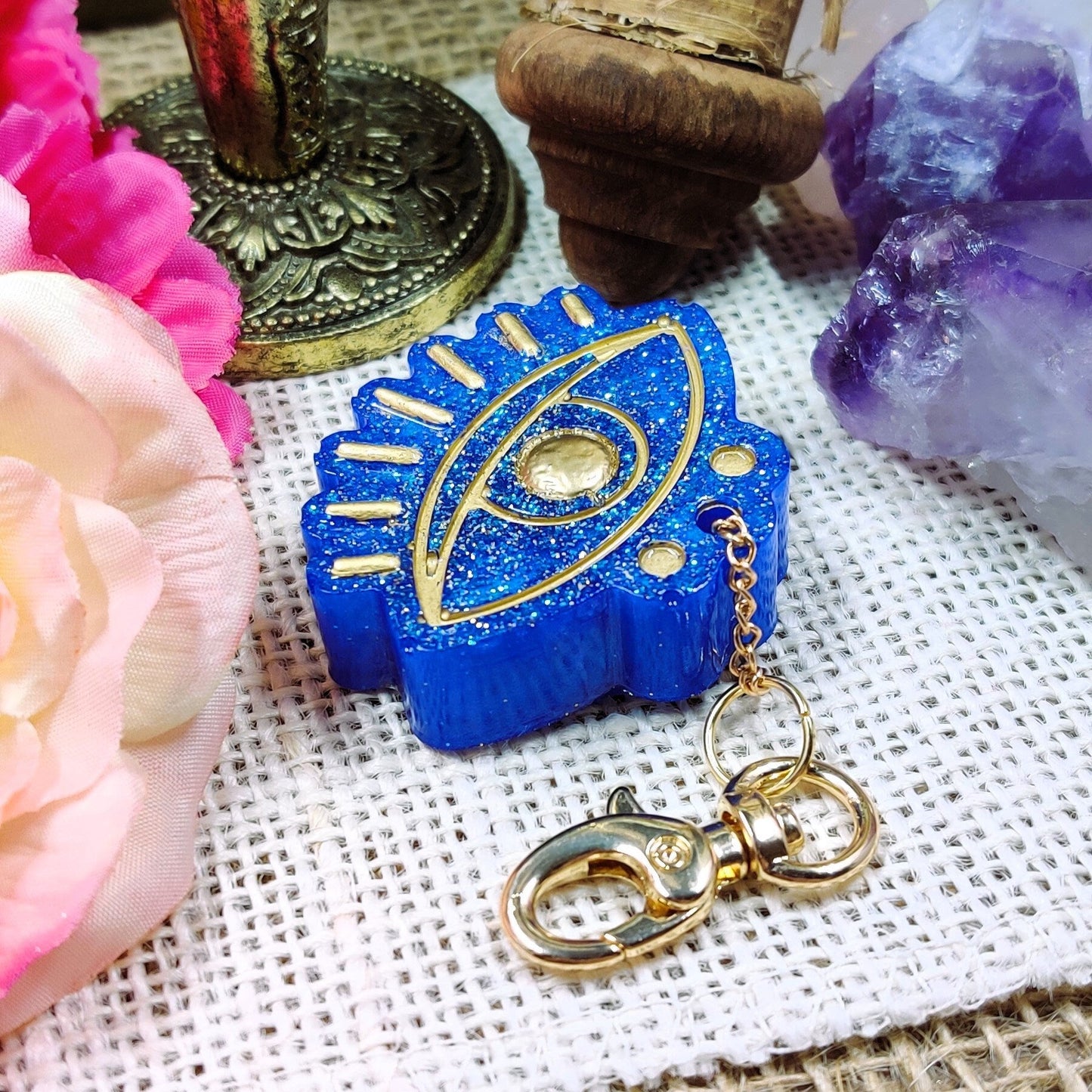 Nazar Evil Eye Keychain, Protection Amulet Charm, Hamsa Hand Talisman Keyring, Metaphysical Witchy Pagan Gift for Banishing Negativity - The Dark Primordial