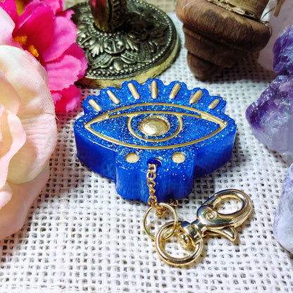 Nazar Evil Eye Keychain, Protection Amulet Charm, Hamsa Hand Talisman Keyring, Metaphysical Witchy Pagan Gift for Banishing Negativity - The Dark Primordial