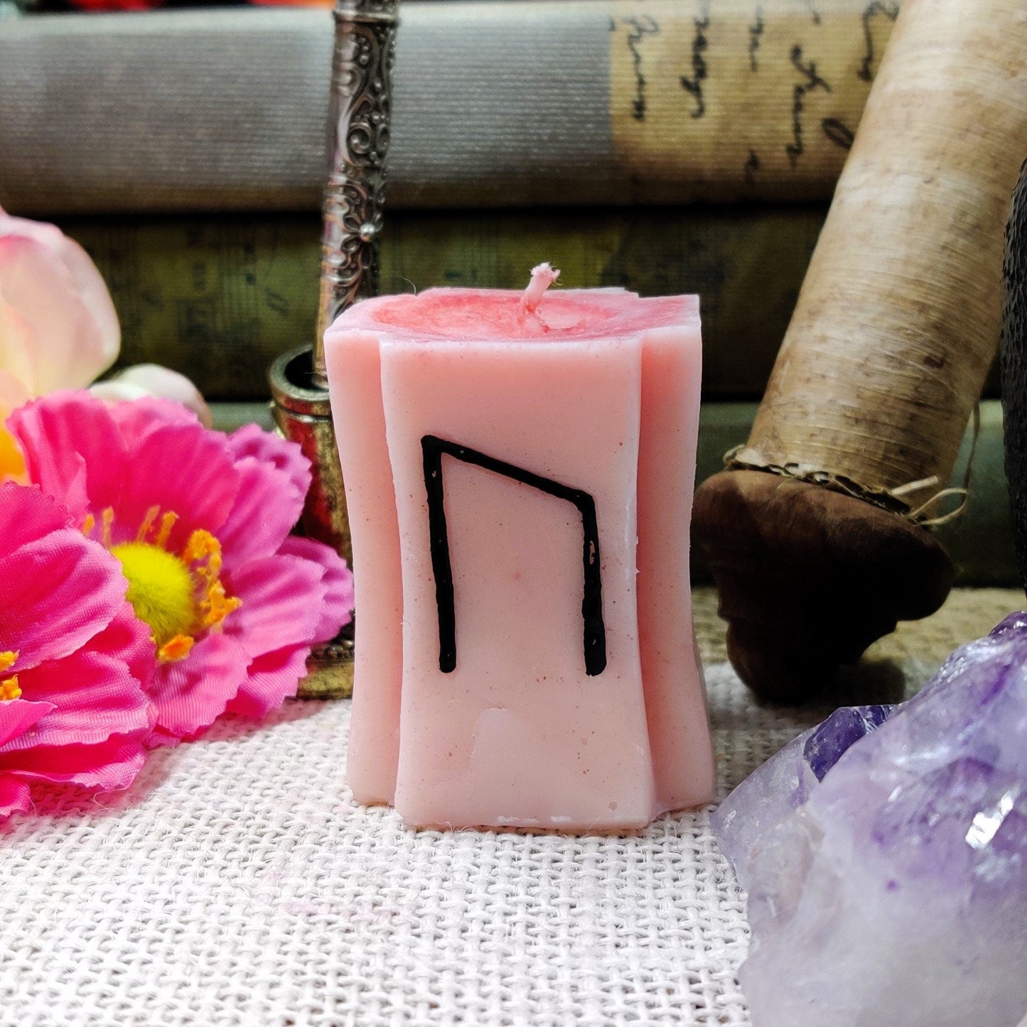 Nordic Runes Candle Set - Uruz, Gebo, Fehu - 4oz Organic Coconut Soy Wax Candle, Pagan Witchy Gifts, Cucumber Melon Honey Vanilla Scent - The Dark Primordial