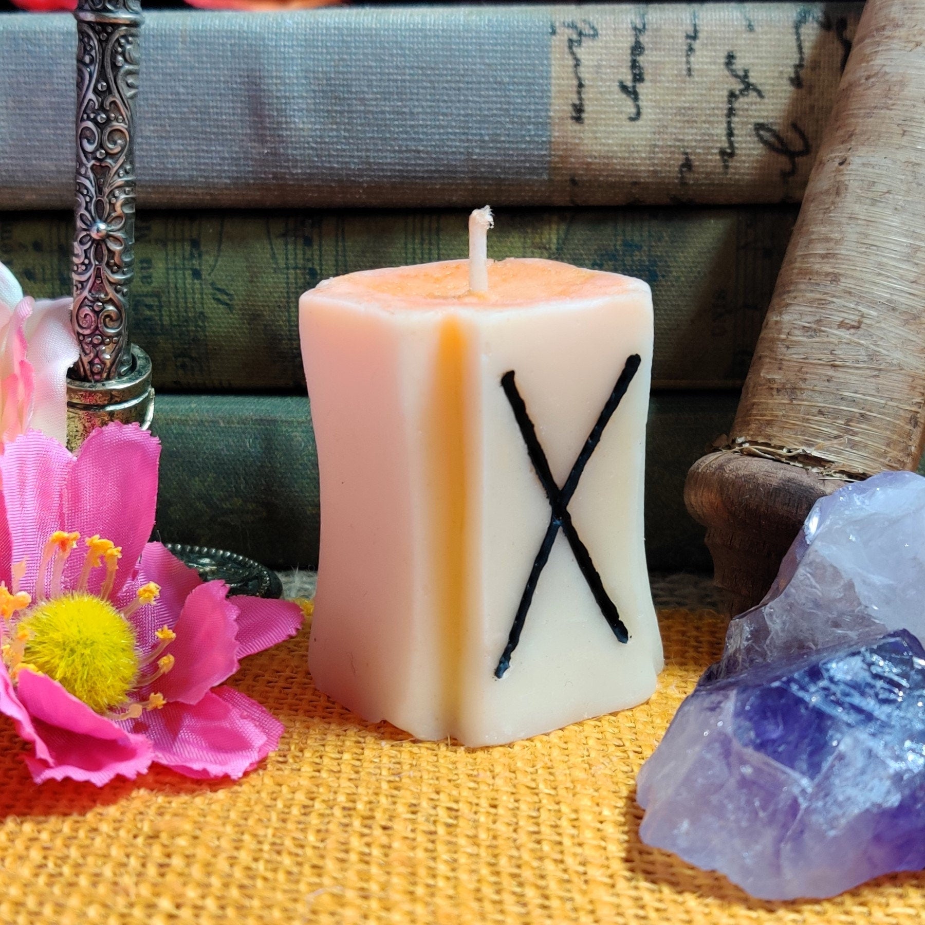 Nordic Runes Candle Set - Uruz, Gebo, Fehu - 4oz Organic Coconut Soy Wax Candle, Pagan Witchy Gifts, Cucumber Melon Honey Vanilla Scent - The Dark Primordial