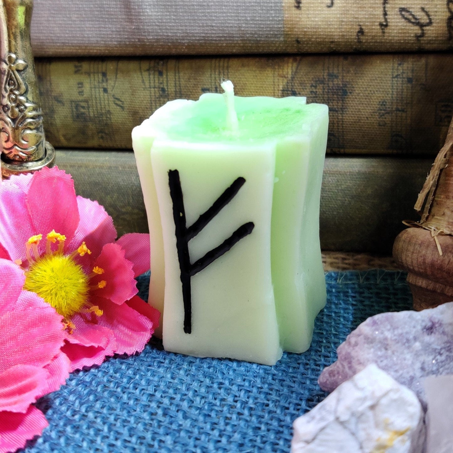 Nordic Runes Candle Set - Uruz, Gebo, Fehu - 4oz Organic Coconut Soy Wax Candle, Pagan Witchy Gifts, Cucumber Melon Honey Vanilla Scent - The Dark Primordial