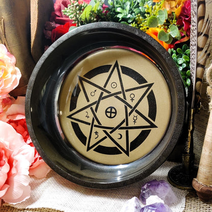 Planetary Magick Ritual Bowl, 7 Pointed Star Septagram Resin Divination Tool, Occult Art, Perfect for Metaphysical Gifts & Witchy Gifts - The Dark Primordial