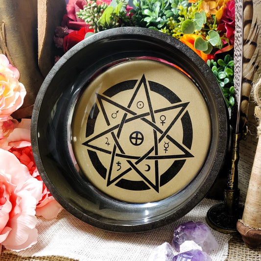 Planetary Magick Ritual Bowl, 7 Pointed Star Septagram Resin Divination Tool, Occult Art, Perfect for Metaphysical Gifts & Witchy Gifts - The Dark Primordial
