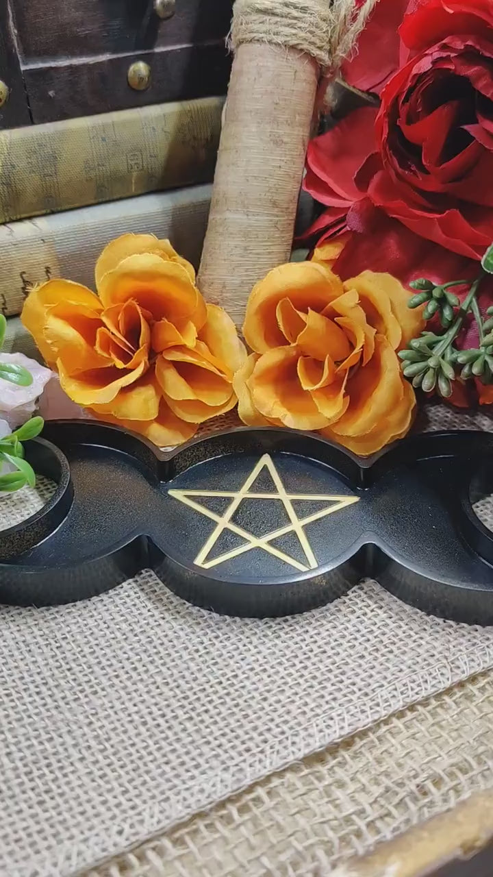 Triple Moon Goddess Trinket Tray Triple Moon Resin Decor Jewelry Organizer Tray Witchy Accessories