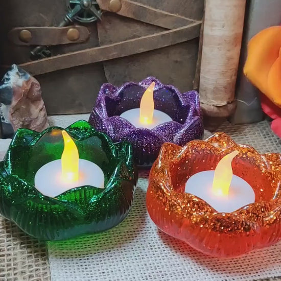 Lotus Tealight Candle Holder Epoxy Resin Flower Candle Holder Boho Witch Altar Supplies Everyday Meditation Tool