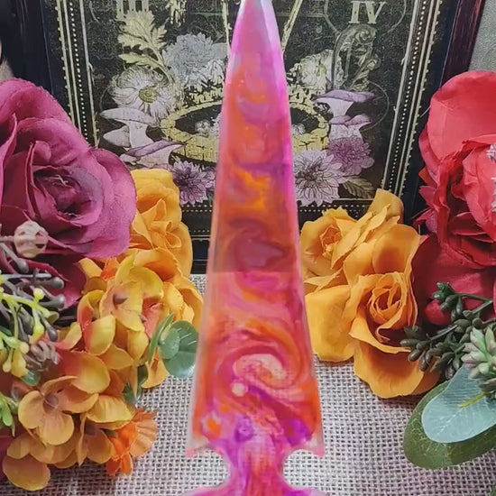 Artisanal Multicolor Resin Athame Kaleidoscopic Epoxy Ritual Dagger Eclectic Witch Athame Altar Accessory