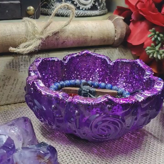 Lotus Jewelry Bowl Resin Trinket Holder Metaphysical Decor Jewelry Dish