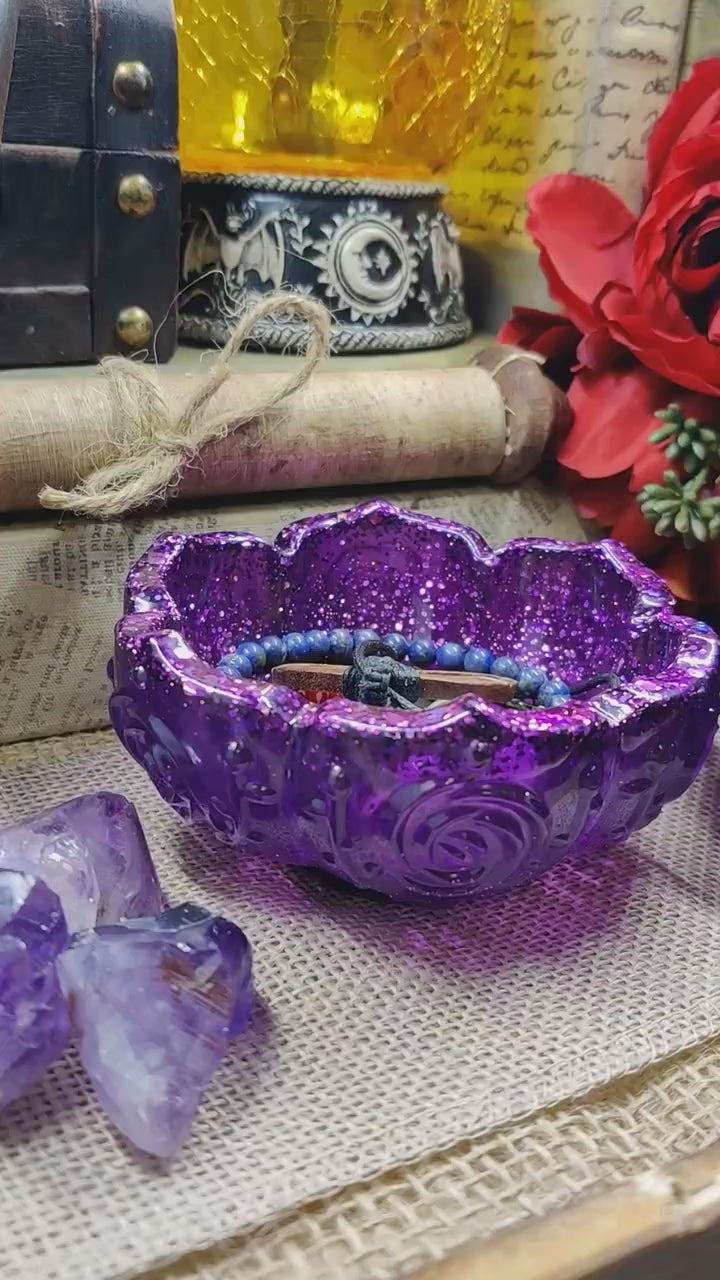 Lotus Jewelry Bowl Resin Trinket Holder Metaphysical Decor Jewelry Dish