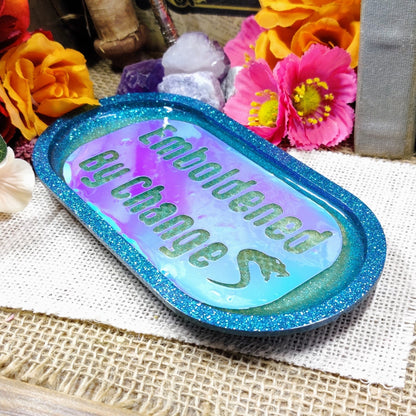 Real Snake Skin Resin Jewelry Tray - Witchy Pagan Gifts, Metamorphosis Trinket Dish, Adder Oddities Decor, Nature - Inspired Earring Organizer - The Dark Primordial