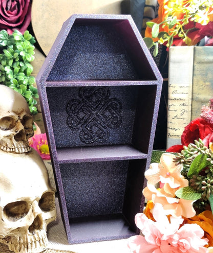 Resin Coffin Shelf, 3 Tier Gothic Witch Curio & Crystal Organizer, Macabre Alt Room Decor for Trad Goth Jewelry and Morbid Oddity Storage - The Dark Primordial