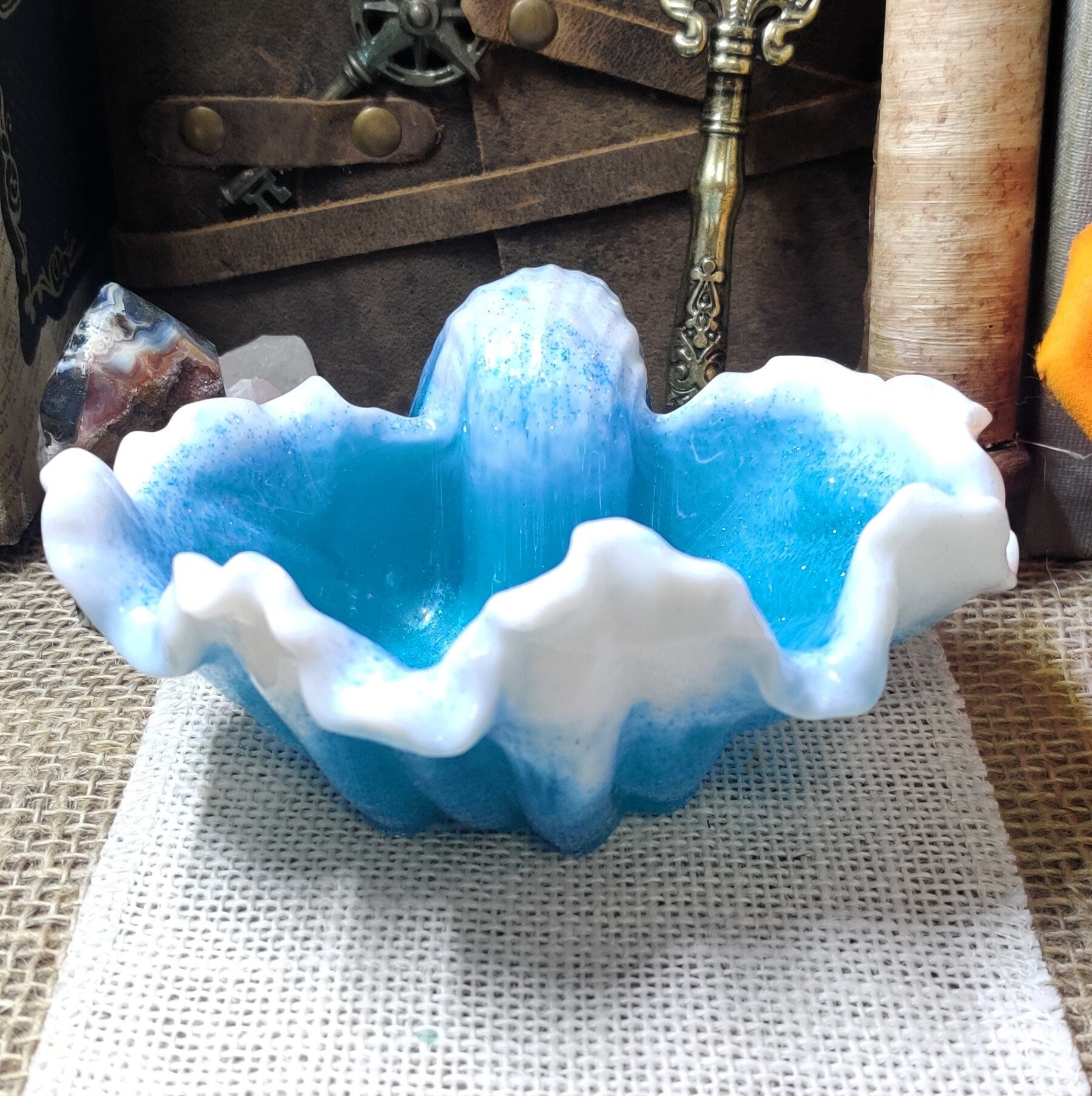 Resin Seashell Jewelry Holder, Nautical Theme Beach House & Coastal Bedroom Decor, Nature Inspired Epoxy Trinket Holder, Maritime Gift - The Dark Primordial