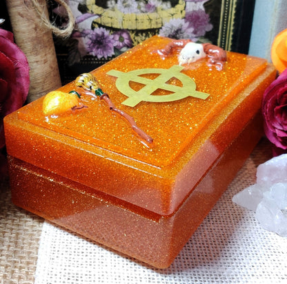 Tarot Oracle Deck Box, Portable Epoxy Resin Accessory for Pagan Witch Divination Supplies, Altar Storage Solution for Minor and Major Arcana - The Dark Primordial