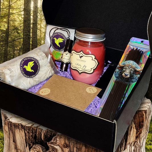 Taurus Zodiac Gift Box – Astrology Birthday Set with Candle, Crystals, Incense, Essential Oil & Necklace – Taurus Self Care Kit - The Dark Primordial