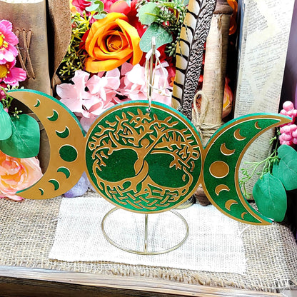 Triple Moon Goddess Tree of Life | Wiccan Altar Wall Hanging | Pagan Witch Gift & Sacred Feminine Decor - The Dark Primordial