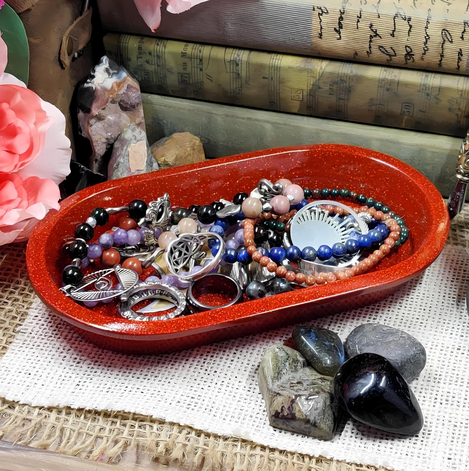 Triple Moon Pentagram Dish | Wiccan Altar Decor | Crystal & Jewelry Holder, Witchcraft Gift - The Dark Primordial