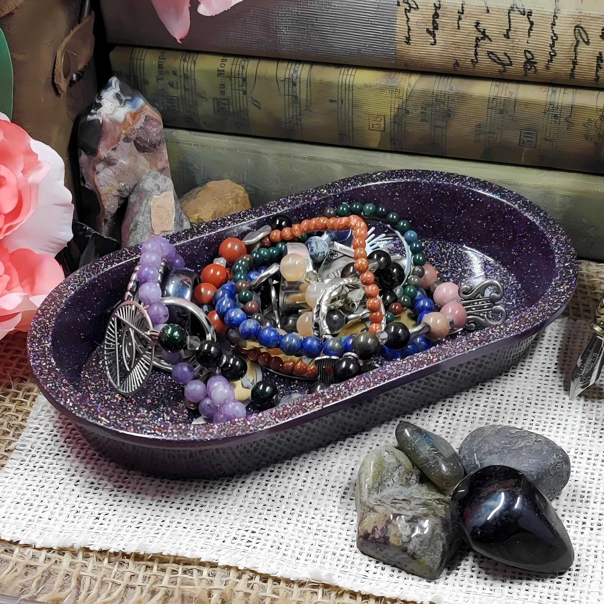 Triple Moon Pentagram Dish | Wiccan Altar Decor | Crystal & Jewelry Holder, Witchcraft Gift - The Dark Primordial