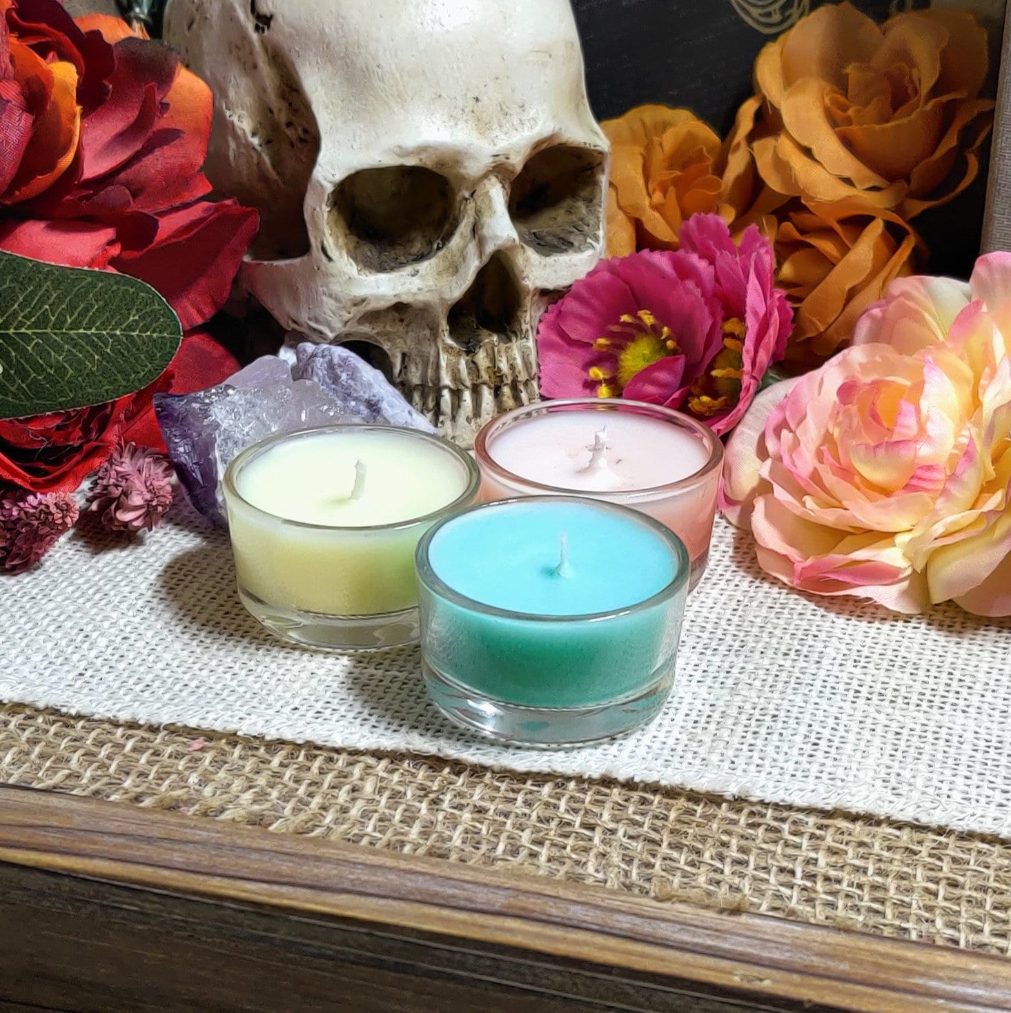 Witching Hour Coconut Soy Wax Candles, 16oz Organic Candles & Tea Lights for Sacred Space, Spellcasting and Rituals, Housewarming Gifts - The Dark Primordial