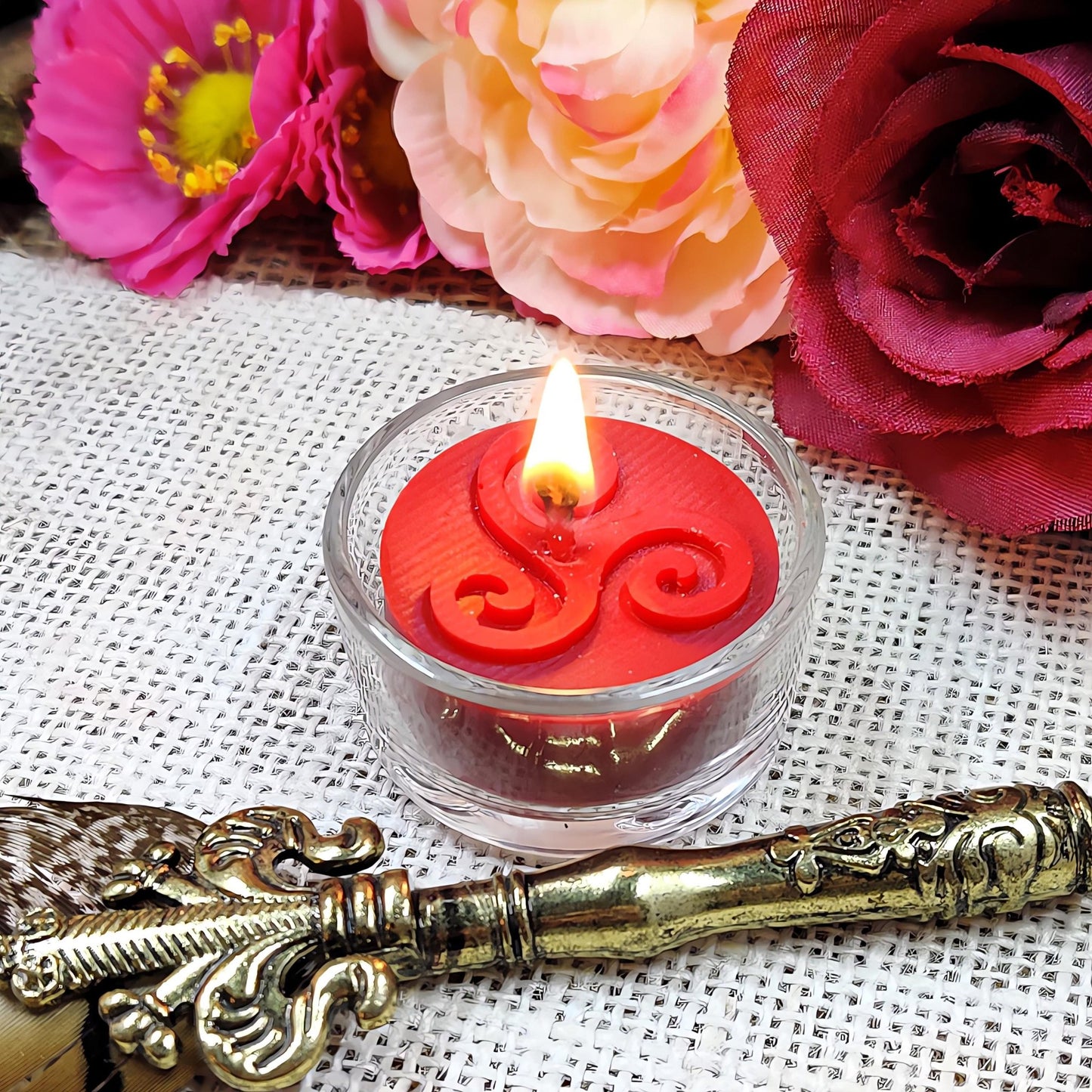 Witchy Tealight Set | 4 Magical Symbols | Spell Candles for Pagan Altar | Wicca Ritual - The Dark Primordial