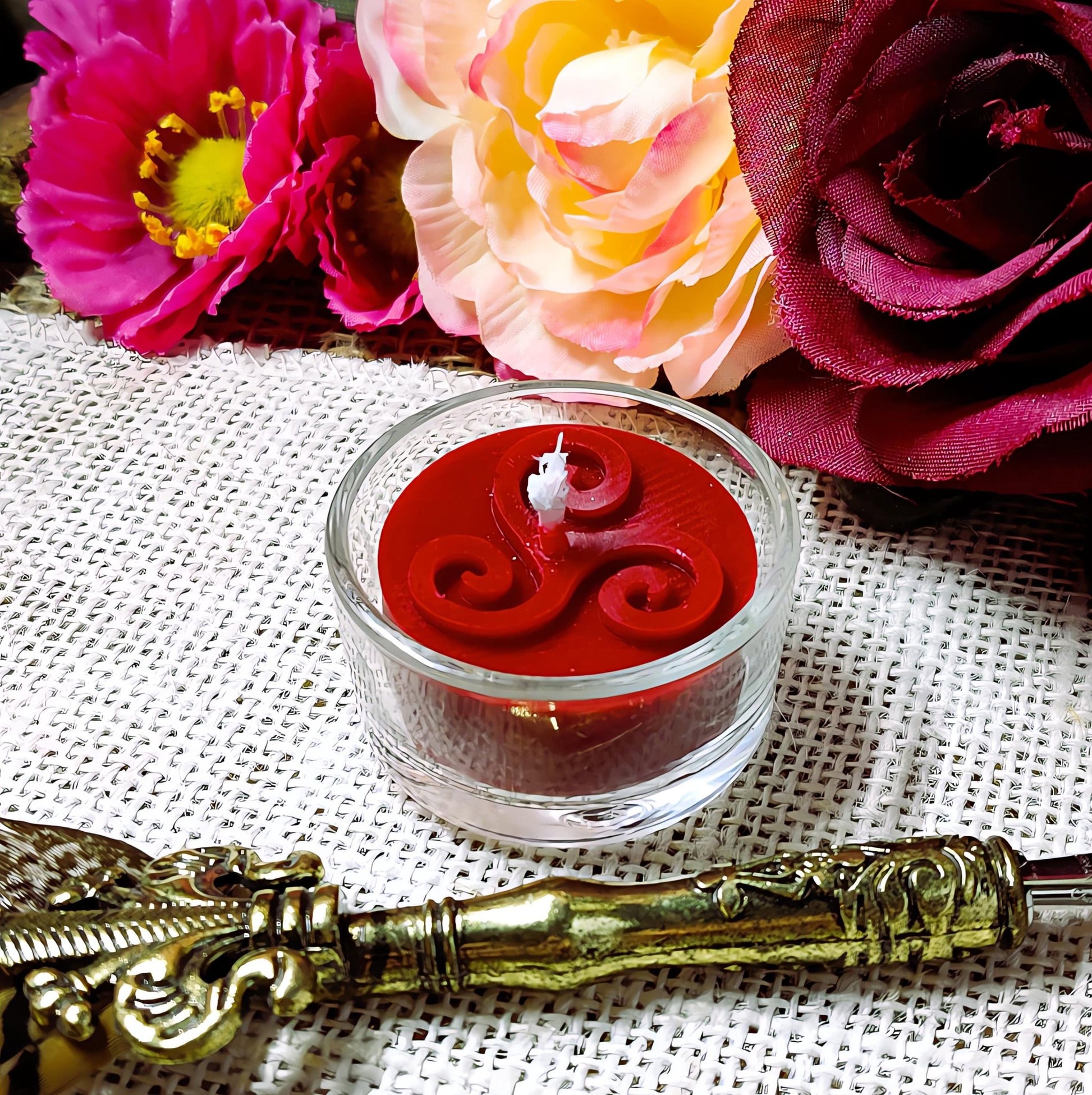 Witchy Tealight Set | 4 Magical Symbols | Spell Candles for Pagan Altar | Wicca Ritual - The Dark Primordial