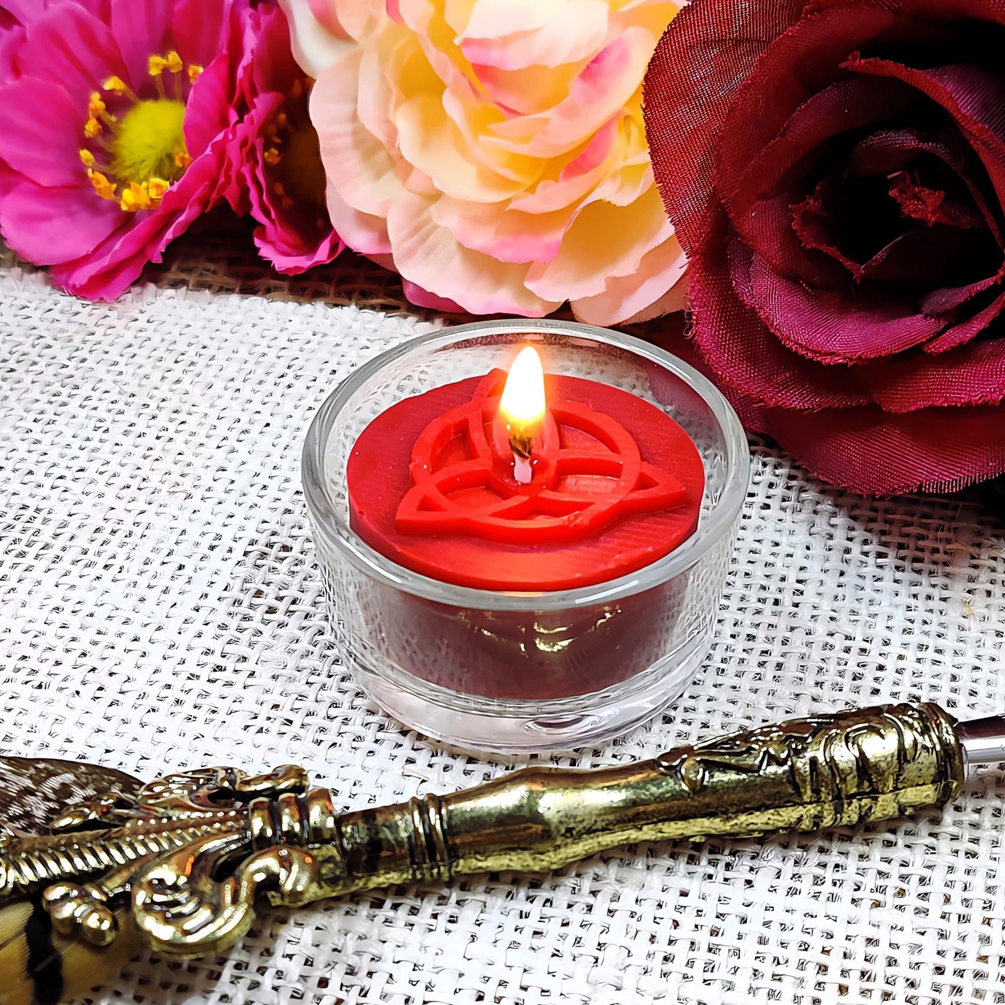 Witchy Tealight Set | 4 Magical Symbols | Spell Candles for Pagan Altar | Wicca Ritual - The Dark Primordial