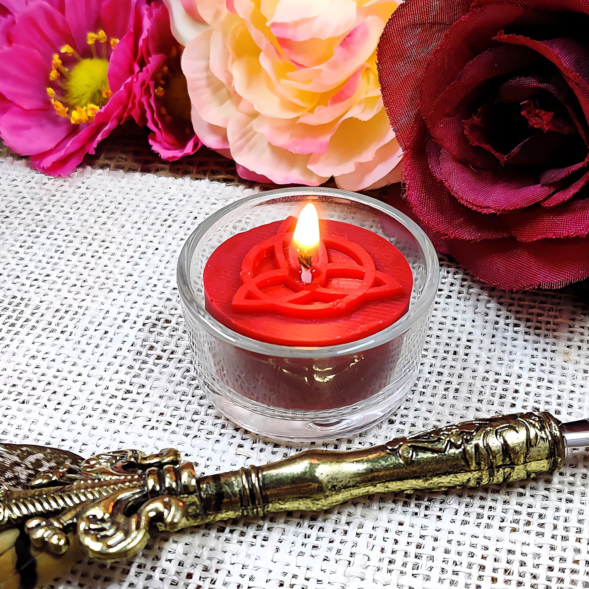 Witchy Tealight Set | 4 Magical Symbols | Spell Candles for Pagan Altar | Wicca Ritual - The Dark Primordial