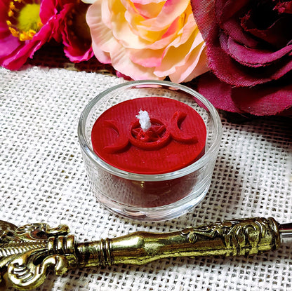Witchy Tealight Set | 4 Magical Symbols | Spell Candles for Pagan Altar | Wicca Ritual - The Dark Primordial